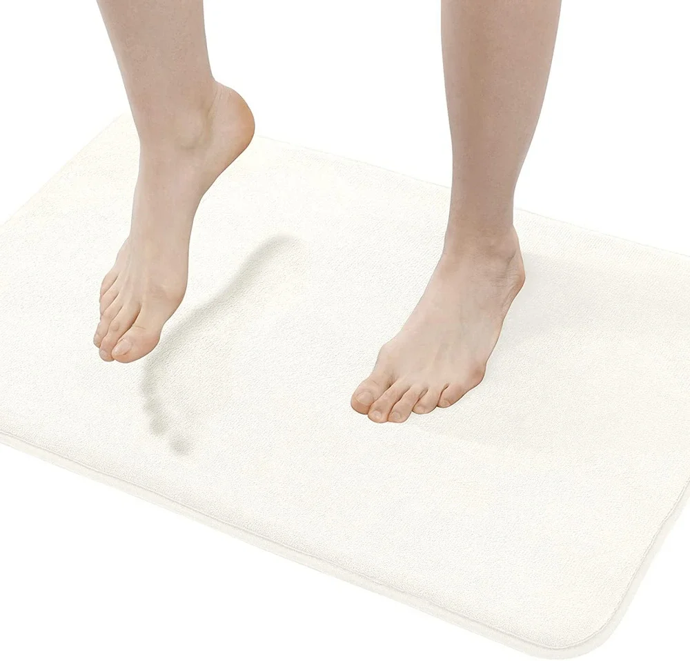 Walensee Extra Thick Memory Foam Bath Rug 24x48 Ivory Non-Slip Plush Mat